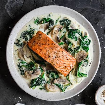 Saumon à la crème Aux champignons